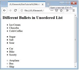 HTML Unordered List, HTML ul