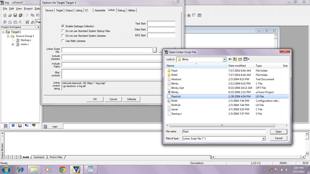 Lld File linker flash.ld file