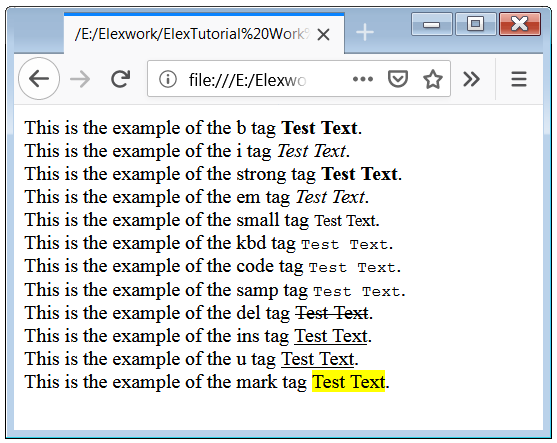 how to write html tag as text