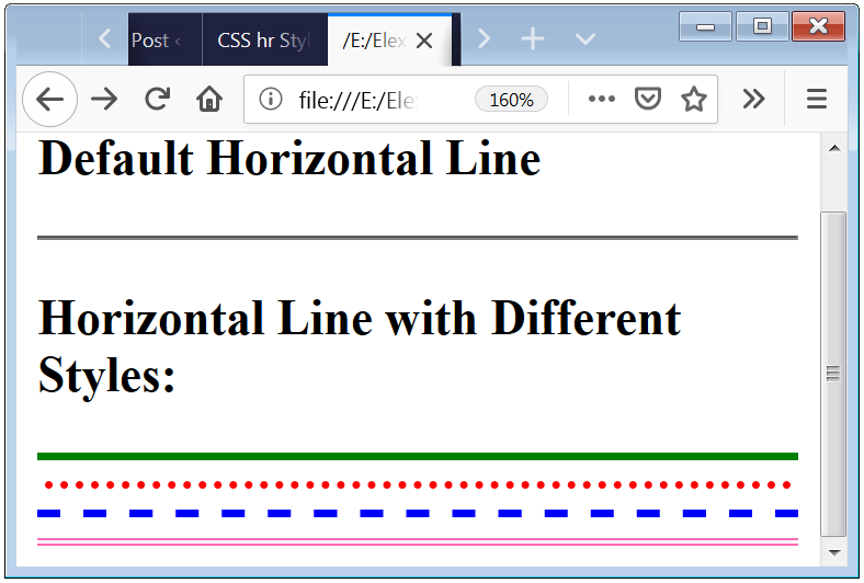 CSS hr Color, Width and Line Type Setting