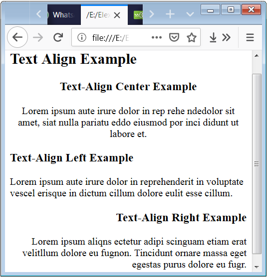 HTML or CSS Text Align Property Syntax and Code Example