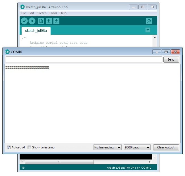 test serial connection between two arduinos