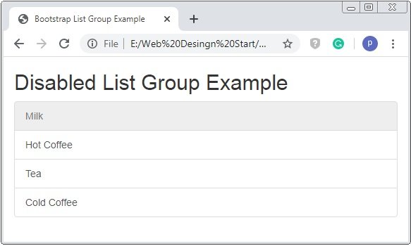 Bootstrap List Groups Disabled