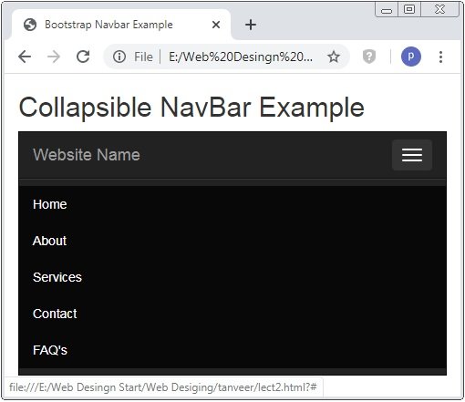 Bootstrap Collapsible Navigation Bar