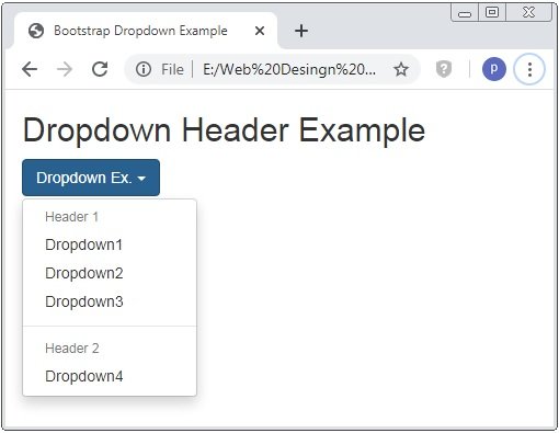 Bootstrap Dropdown Header