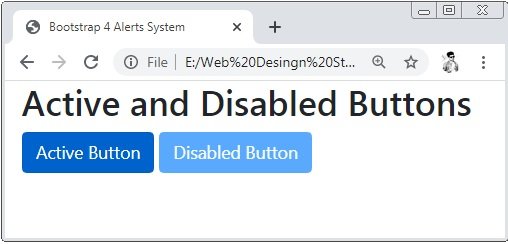 Bootstrap 4 Active and Disabled Buttons
