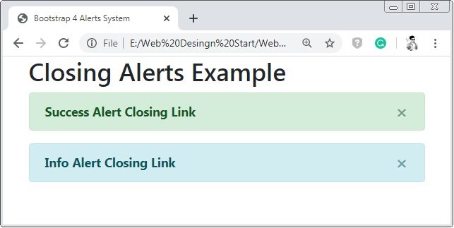 Bootstrap 4 Closing Alert Class