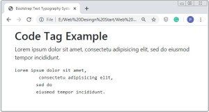 Bootstrap 4 Pre Tag Typography Example